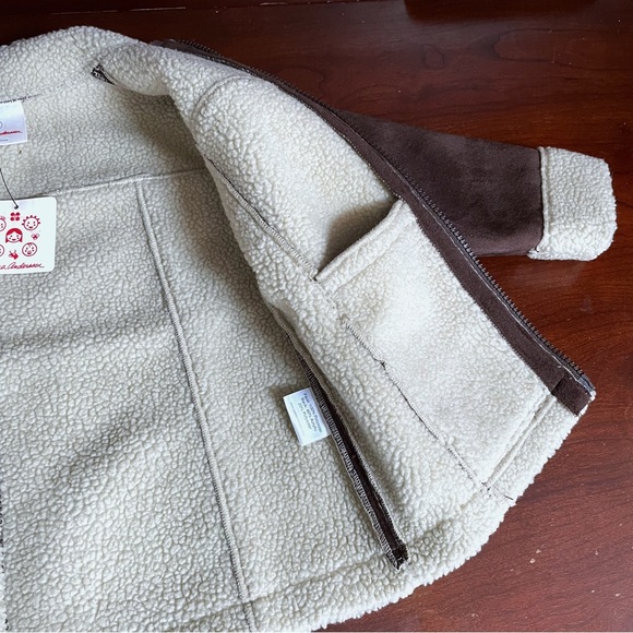 NWT Hanna Andersson Sherpa Jacket Size 90 (US 3) Brown Cozy Fleece Lined Coat - Picture 3 of 7